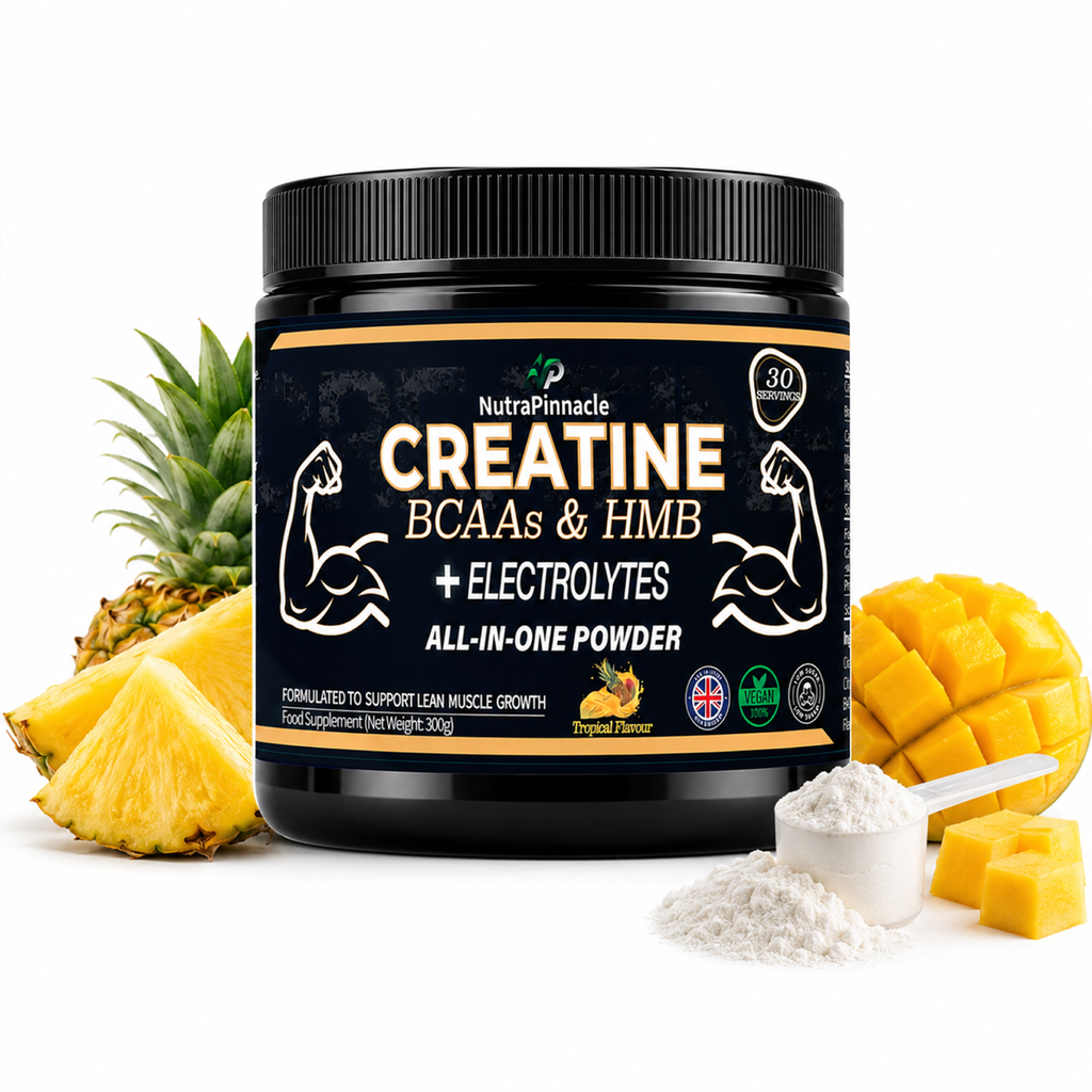 NutraPinnacle Creatine Blend (3-in-1) Formula: Creatine Monohydrate, BCAAs, HMB & Electrolytes (Potassium, Sodium, Magnesium) Lean Muscle, Recovery & Hydration -Sugar-Free, Vegan, 30 Servings, Adult