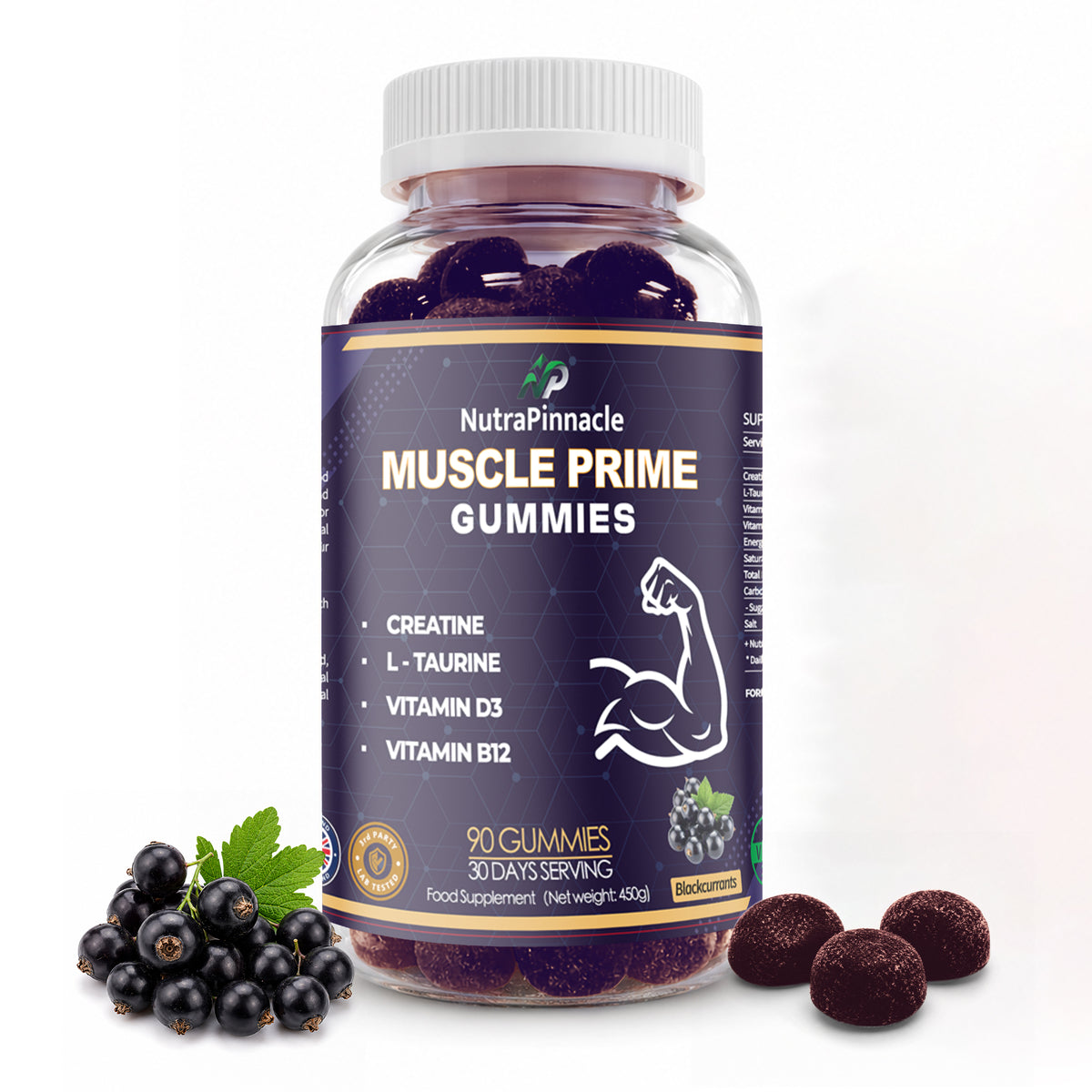 Muscle Prime Creatine Gummies – Creatine Monohydrate, L-Taurine, Vitamin D3 & B12 – Lean Muscle Growth, Performance & Recovery Support – 90 Gummies, 30 Servings