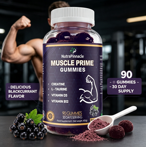 Muscle Prime Creatine Gummies – Creatine Monohydrate, L-Taurine, Vitamin D3 & B12 – Lean Muscle Growth, Performance & Recovery Support – 90 Gummies, 30 Servings