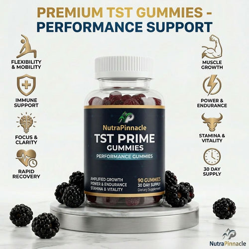 NutraPinnacle TST Prime Gummies -12,000mg Extract (7-in-1) Ashwagandha, Fenugreek, Maca, Zinc, D3, B6, B12 | Muscle Support, Vitality, Stamina & Endurance | Vegan Blackberry | 90 Gummies,30 Day Supply